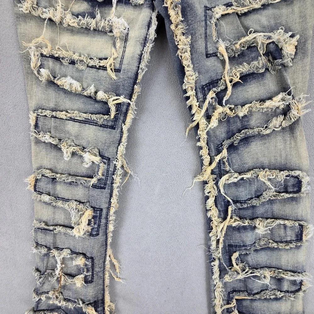 Rockstar Original Zariyah Stacked Flare Jeans Womens L Distressed Fringe 27x34